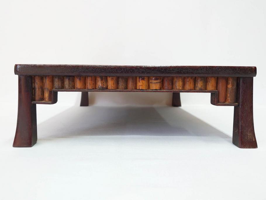 時代物　唐木　斑竹細工　茶道具　巧みを凝らした花台(飾り台、ミニテーブル、ディスプレイ台、華台、平卓)(R-081383)