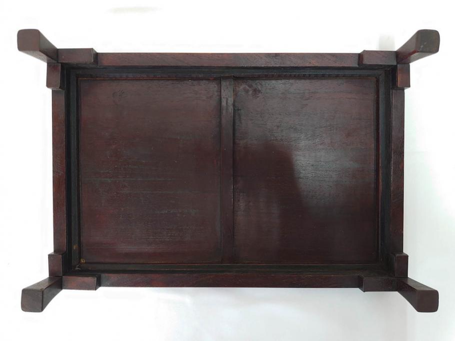 時代物　唐木　斑竹細工　茶道具　巧みを凝らした花台(飾り台、ミニテーブル、ディスプレイ台、華台、平卓)(R-081383)