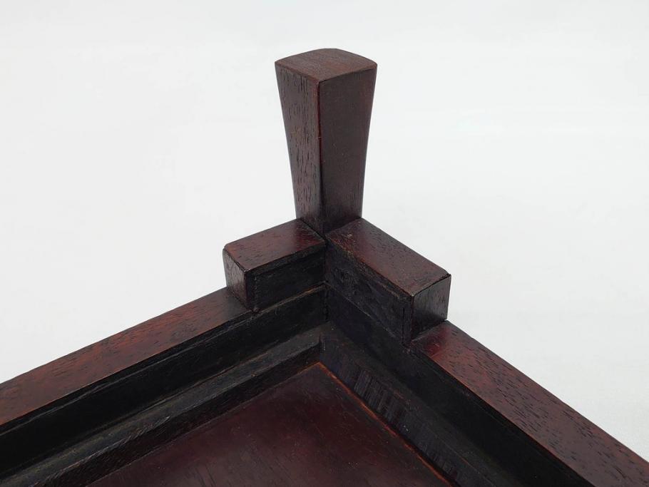 時代物　唐木　斑竹細工　茶道具　巧みを凝らした花台(飾り台、ミニテーブル、ディスプレイ台、華台、平卓)(R-081383)