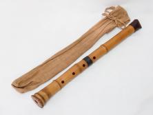 時代物　在銘 松月　都山流　竹　銀歌口　金象嵌　継銀　約55cm　1尺8寸　尺八(木管楽器、和楽器、民謡、袋付き、一尺八寸)(R-081385)