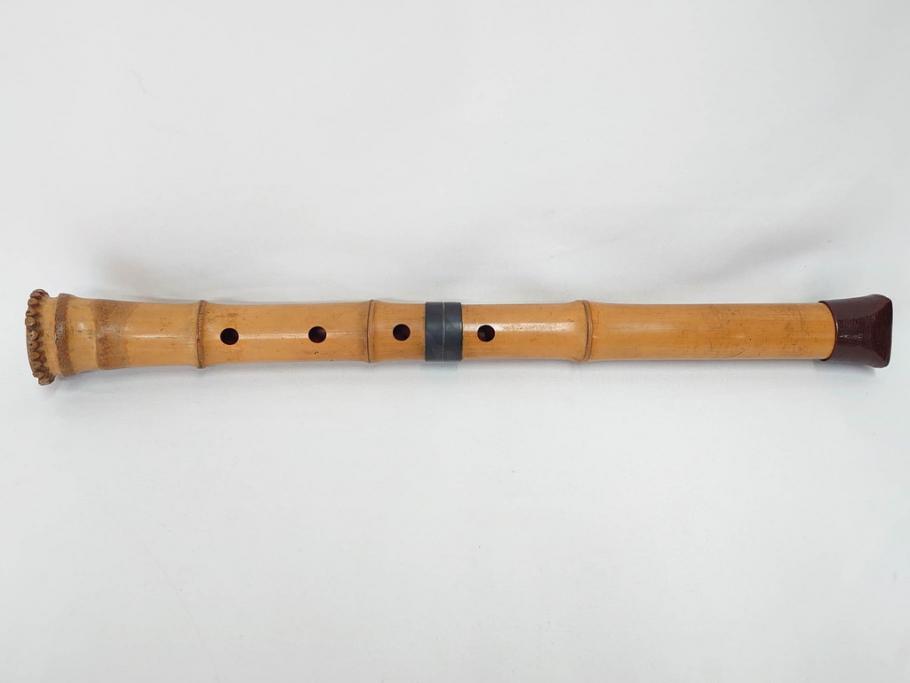 時代物　在銘 松月　都山流　竹　銀歌口　金象嵌　継銀　約55cm　1尺8寸　尺八(木管楽器、和楽器、民謡、袋付き、一尺八寸)(R-081385)
