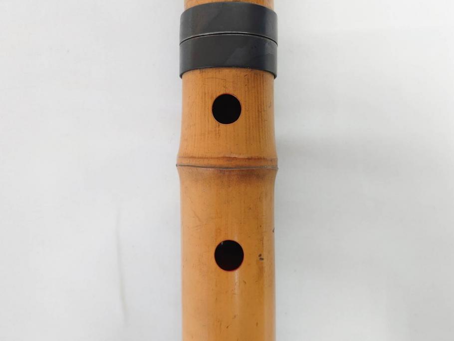 時代物　在銘 松月　都山流　竹　銀歌口　金象嵌　継銀　約55cm　1尺8寸　尺八(木管楽器、和楽器、民謡、袋付き、一尺八寸)(R-081385)
