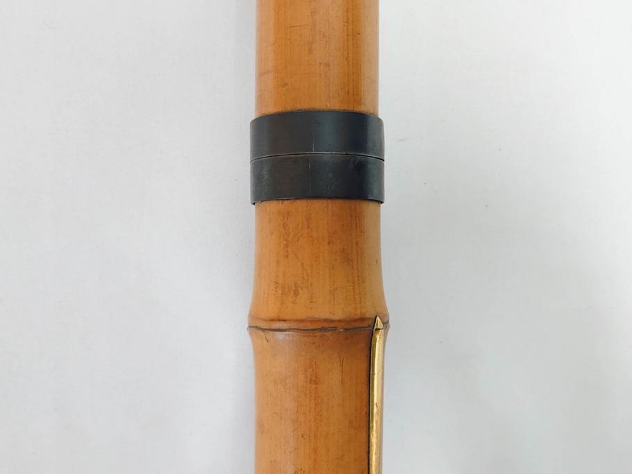 時代物　在銘 松月　都山流　竹　銀歌口　金象嵌　継銀　約55cm　1尺8寸　尺八(木管楽器、和楽器、民謡、袋付き、一尺八寸)(R-081385)