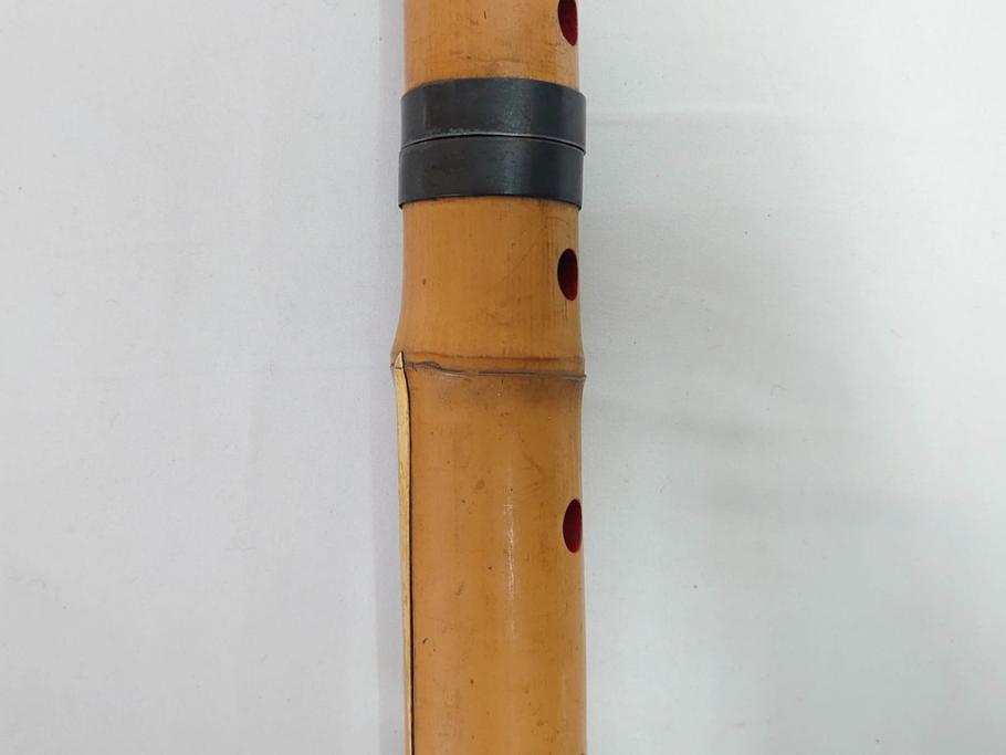 時代物　在銘 松月　都山流　竹　銀歌口　金象嵌　継銀　約55cm　1尺8寸　尺八(木管楽器、和楽器、民謡、袋付き、一尺八寸)(R-081385)