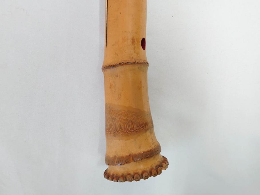 時代物　在銘 松月　都山流　竹　銀歌口　金象嵌　継銀　約55cm　1尺8寸　尺八(木管楽器、和楽器、民謡、袋付き、一尺八寸)(R-081385)