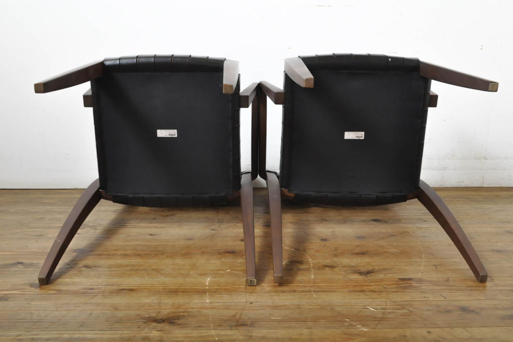 中古　美品　arflex(アルフレックス)　TINA 10(ティナ)　編み込みのデザインが目を惹くワイドアームチェア2脚セット(ダイニングチェア、椅子、イス)(2脚定価約46万円)(R-060799)