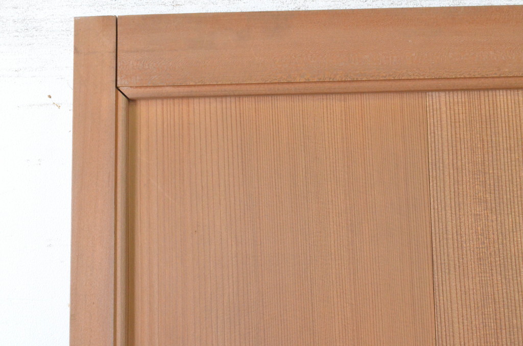 アンティーク建具　黒檀(コクタン)のつまみ付き!!柾目の美しい扉1枚(木製扉、ドア)(R-065475)