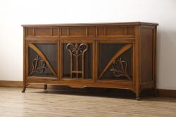中古　美品　イタリア高級家具　メデア(Medea)　エレガントなデザインが美しいサイドボード(定価約158万円)(収納棚、キャビネット、戸棚)(R-058341)