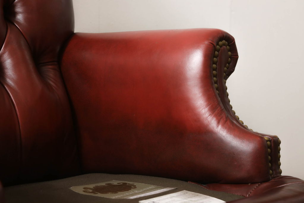 中古　美品　アメリカ高級家具　ハンコックアンドムーア(Hancock & Moore)　クラシカルで品のある本革レザーデスクチェア(定価約60万円)(アームチェア、一人掛けソファ、椅子、イス)(R-057937)