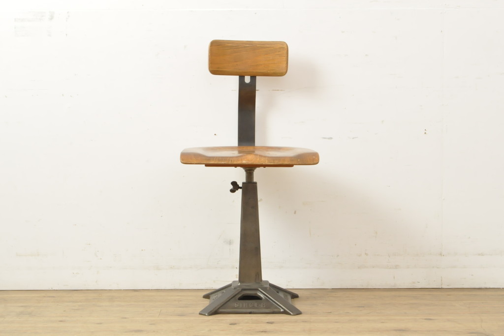 イギリスヴィンテージ　希少!インダストリアルな空間づくりにおすすめのシンガーチェア(椅子、ワークチェア、ビンテージ)(R-057193)