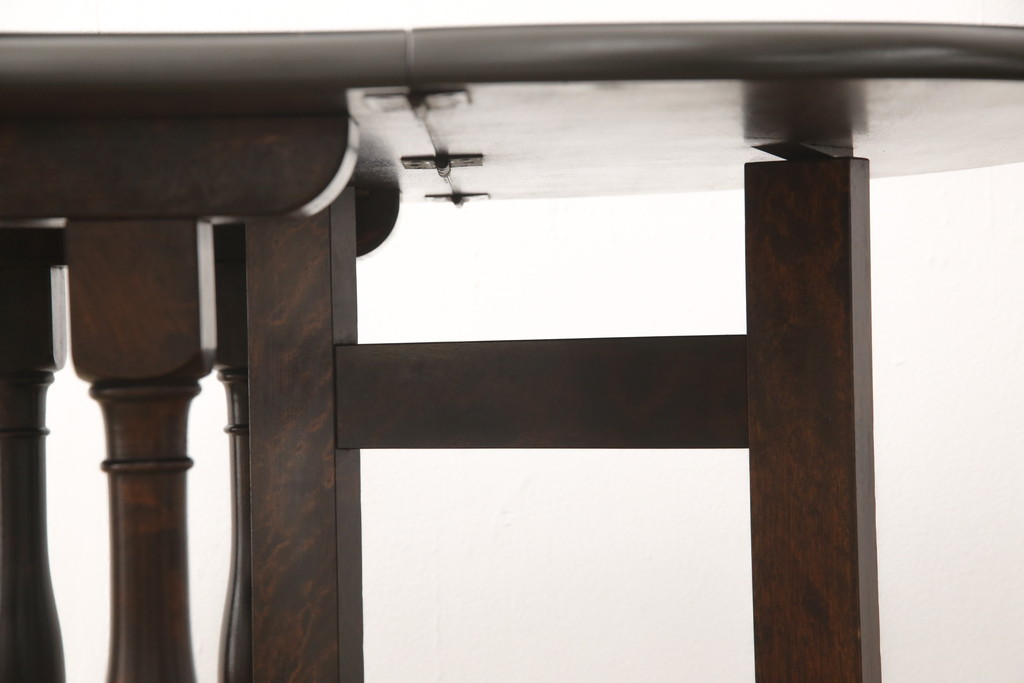 ビンテージ　松本民芸家具　28型　天板を折り畳みできるクラシカルなゲートレッグテーブル(バタフライ卓)(ダイニングテーブル、バタフライテーブル、ヴィンテージ)(R-056821)