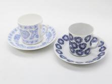 イギリスビンテージ　Woods ware(ウッズウエア)　Beryl(ベロル)　レトロなトリオ2客セット(カップ&ソーサー、プレート)(2)