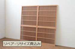 アンティーク建具　あやめと蝶の図　ディスプレイとしても取り入れられる片面ガラスの書院戸2枚セット(窓、引き戸、ガラス戸)(R-064982)