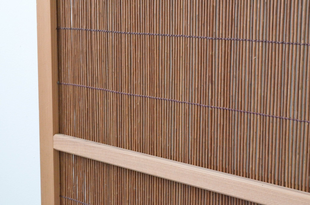 レトロ建具　昭和レトロ　涼しげな和の空間づくりにおすすめな夏戸2枚セット(簾戸、御簾戸、簀戸、葭戸、夏障子、引き戸)(R-065993)