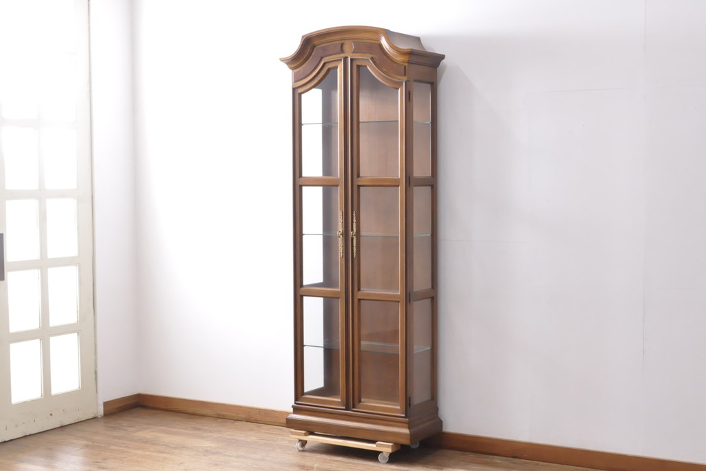 中古　美品　DREXEL HERITAGE(ドレクセルヘリテイジ)　品のある佇まいが魅力的なキュリオケース(定価約62万円)(飾り棚、ガラスショーケース、キャビネット、陳列棚)(R-057450)