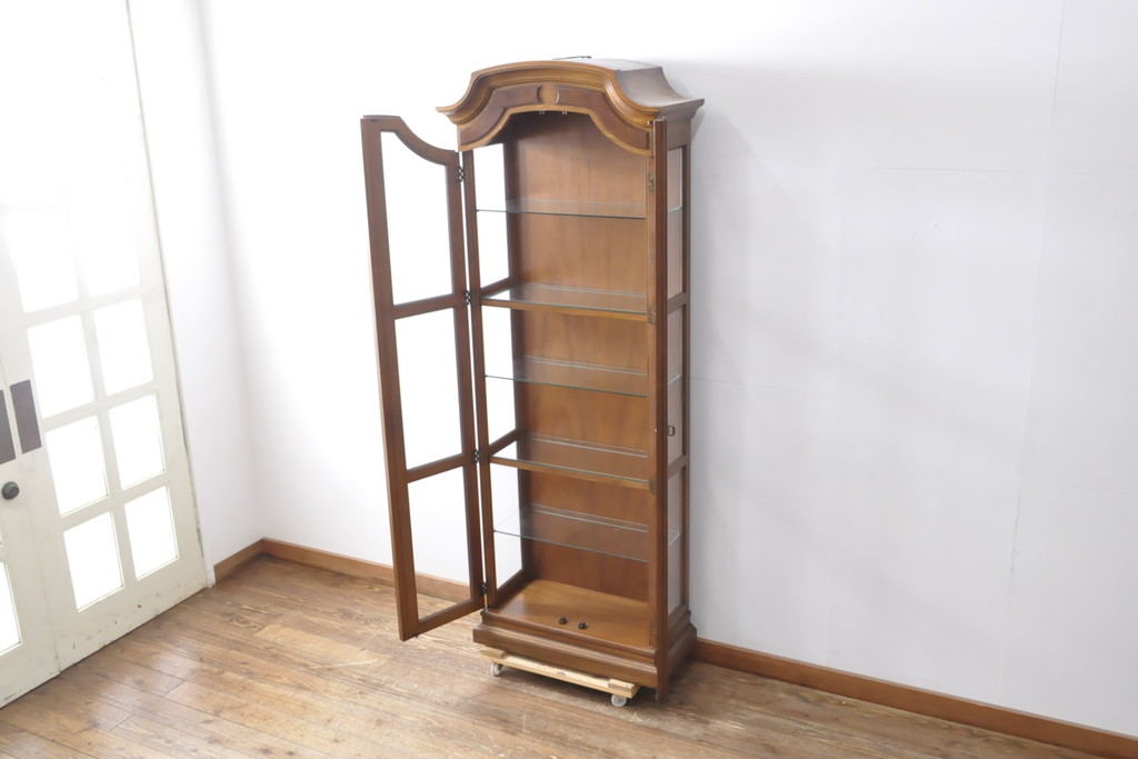 中古　美品　DREXEL HERITAGE(ドレクセルヘリテイジ)　品のある佇まいが魅力的なキュリオケース(定価約62万円)(飾り棚、ガラスショーケース、キャビネット、陳列棚)(R-057450)