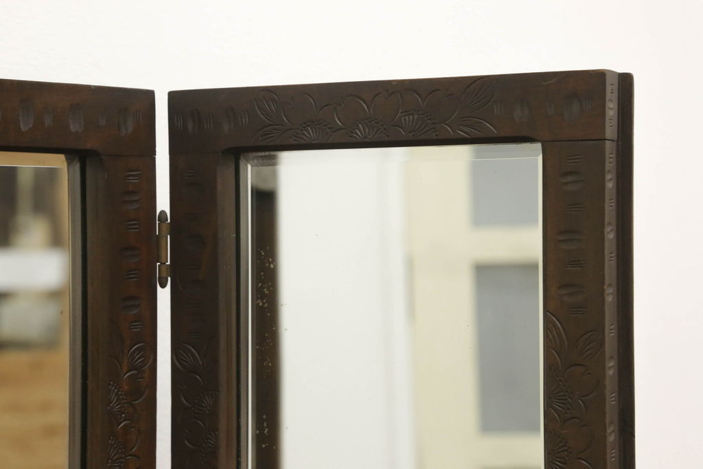 和製ビンテージ　軽井沢彫り　品のある佇まいが魅力的なドレッサー(鏡台、ミラー、ヴィンテージ)(R-057879)