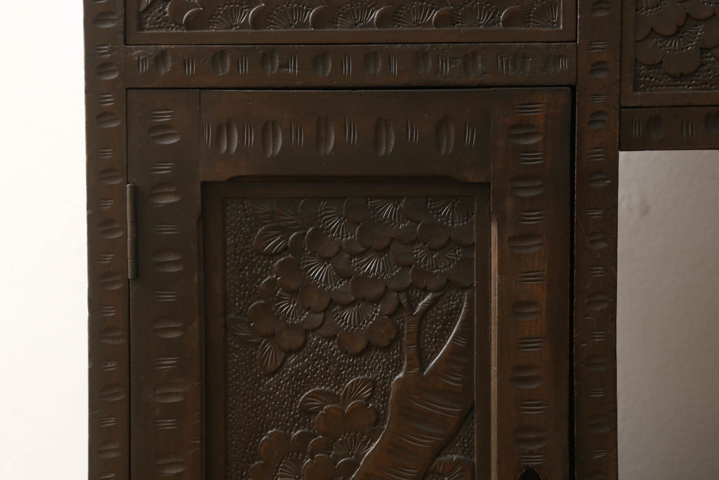 和製ビンテージ　軽井沢彫り　品のある佇まいが魅力的なドレッサー(鏡台、ミラー、ヴィンテージ)(R-057879)