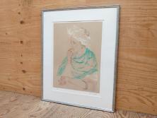 真作　田村能里子　「風の香り」　35/85　サイン入り　リトグラフ(版画、絵画、人物画、額装)(R-075460)