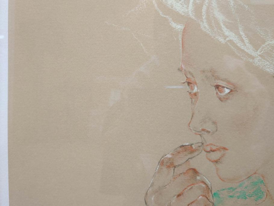 真作　田村能里子　「風の香り」　35/85　サイン入り　リトグラフ(版画、絵画、人物画、額装)(R-075460)