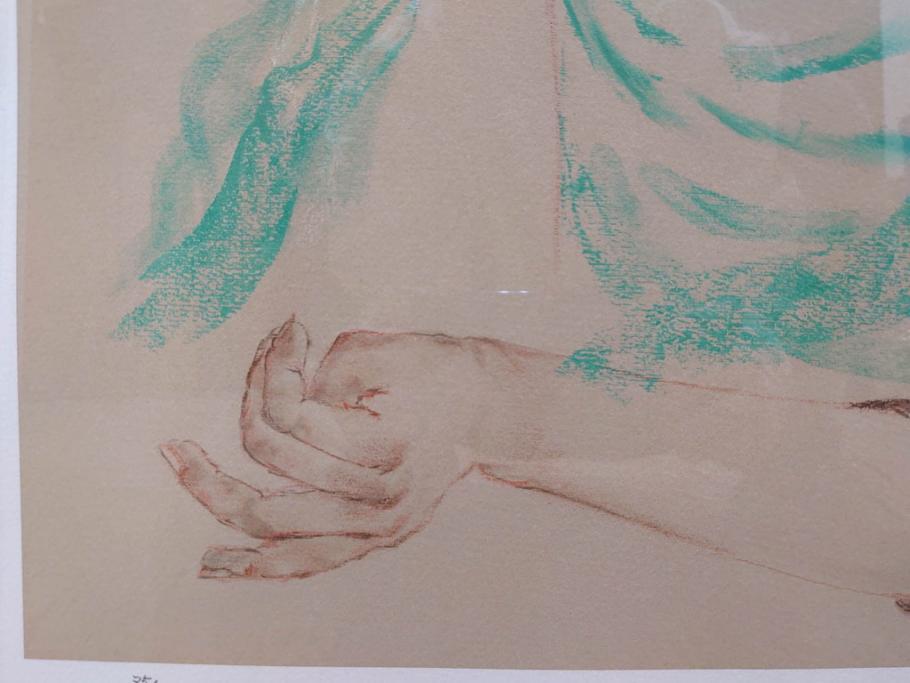 真作　田村能里子　「風の香り」　35/85　サイン入り　リトグラフ(版画、絵画、人物画、額装)(R-075460)