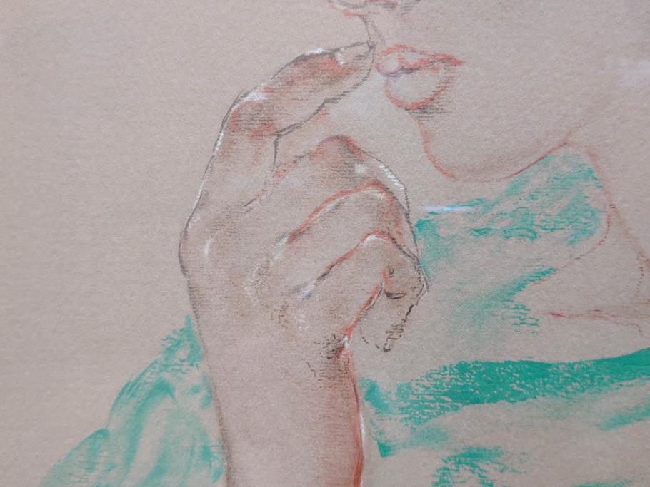 真作　田村能里子　「風の香り」　35/85　サイン入り　リトグラフ(版画、絵画、人物画、額装)(R-075460)