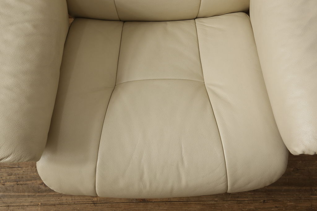 中古　美品　EKORNES(エコーネス)　本革　メイフェア　ストレスレスチェア(S)オットマン付き(定価約28万円)(リクライニングチェア、アームチェア、椅子)(R-056509)