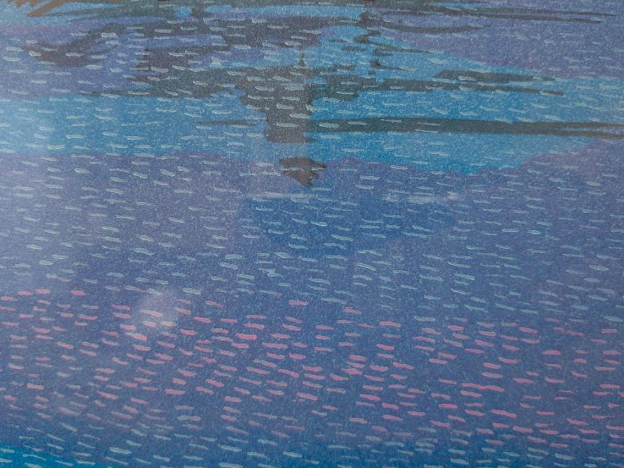 真作　原田泰治　「コスモス」　オリジナル　限定250部の内第236番　サイン入り　木版画(花、風景、講談社、エディション入り、額装、保証書付き、外箱付き、タトウ箱付き)(R-081399)