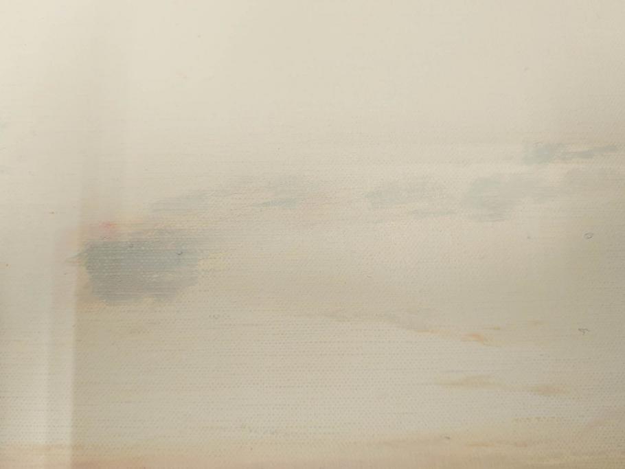 真作　林朝路　「ベルノン朝明け」　M15(15号)　絵画(油絵、油彩、風景、川辺、サイン入り、額装、外箱付き)(R-081400)