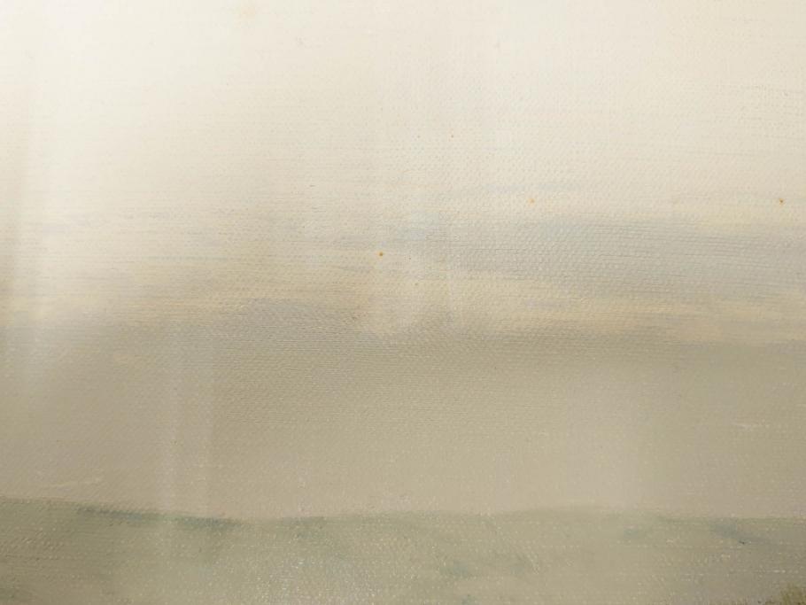 真作　林朝路　「ベルノン朝明け」　M15(15号)　絵画(油絵、油彩、風景、川辺、サイン入り、額装、外箱付き)(R-081400)