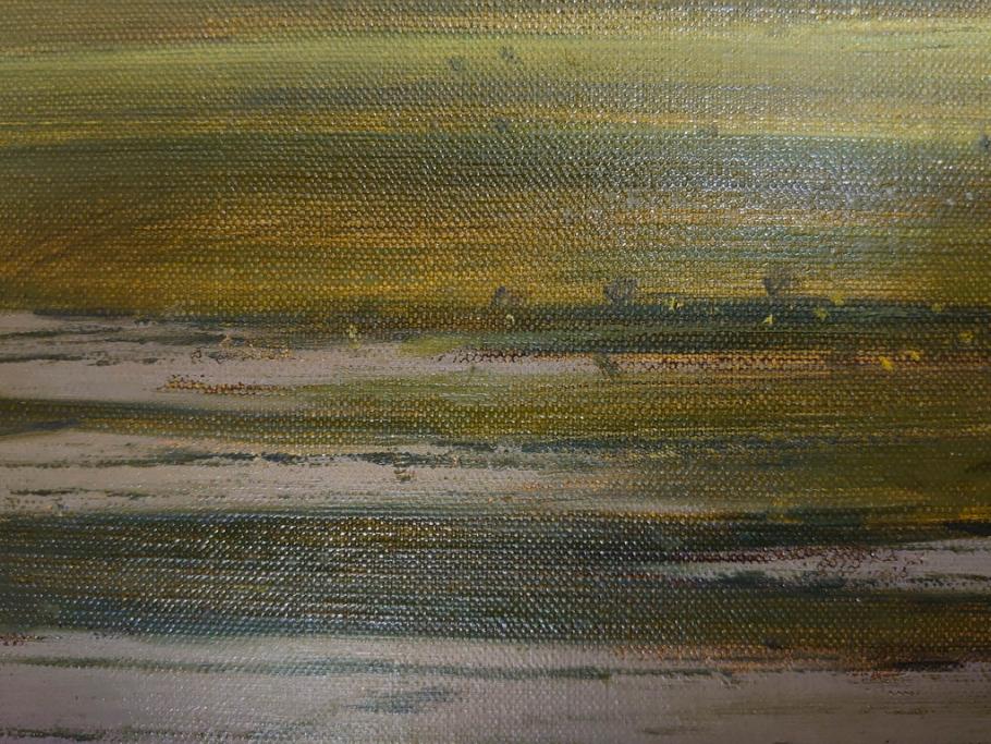 真作　林朝路　「ベルノン朝明け」　M15(15号)　絵画(油絵、油彩、風景、川辺、サイン入り、額装、外箱付き)(R-081400)