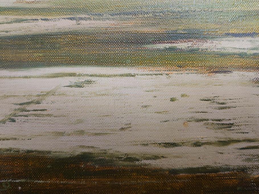 真作　林朝路　「ベルノン朝明け」　M15(15号)　絵画(油絵、油彩、風景、川辺、サイン入り、額装、外箱付き)(R-081400)