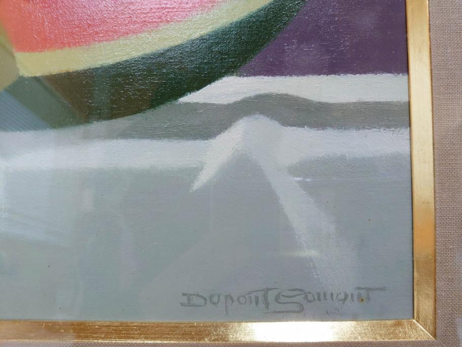 真作　クロード・デュポン=ゴモン　「ひと切れのスイカ」　P5(5号)　絵画(Claude DuPont-Gomont-Gomont、油絵、油彩、静物画、レモン、果物、額装、外箱付き)(R-081401)