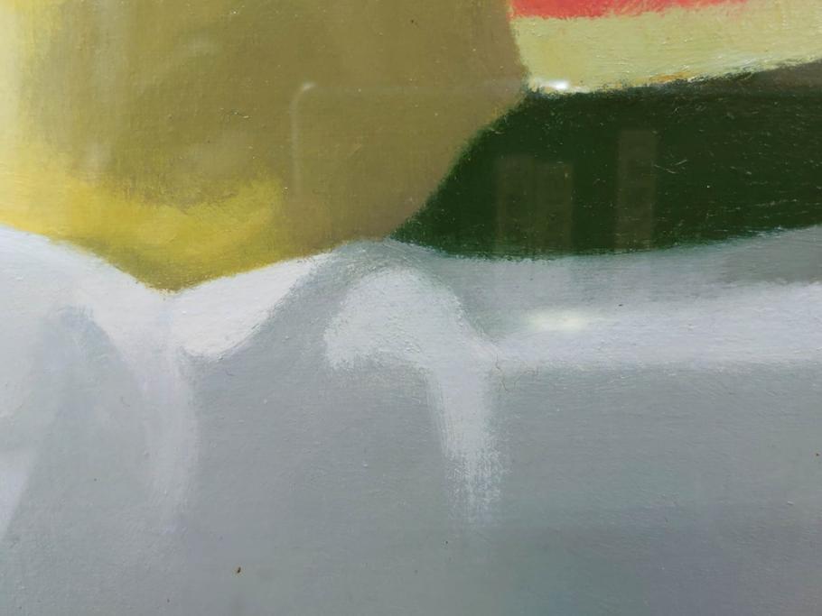 真作　クロード・デュポン=ゴモン　「ひと切れのスイカ」　P5(5号)　絵画(Claude DuPont-Gomont-Gomont、油絵、油彩、静物画、レモン、果物、額装、外箱付き)(R-081401)