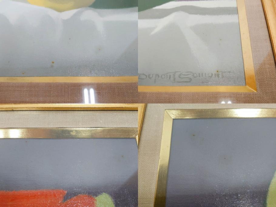 真作　クロード・デュポン=ゴモン　「ひと切れのスイカ」　P5(5号)　絵画(Claude DuPont-Gomont-Gomont、油絵、油彩、静物画、レモン、果物、額装、外箱付き)(R-081401)
