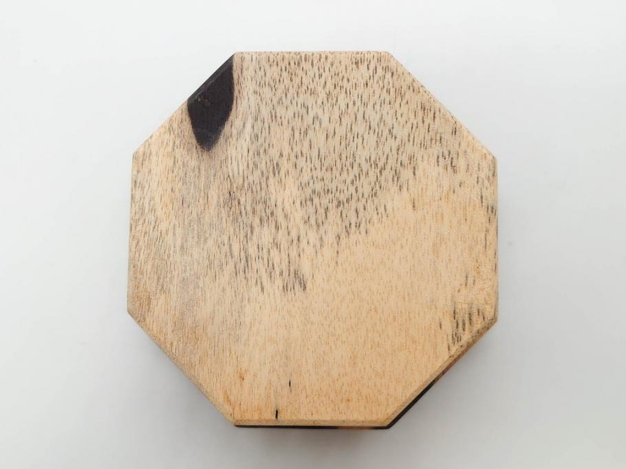 黒柿材　八角　杢目を生かしたデザインが目を引く茶筒(棗、茶入れ、茶器、煎茶、茶道具、木製)(R-081418)
