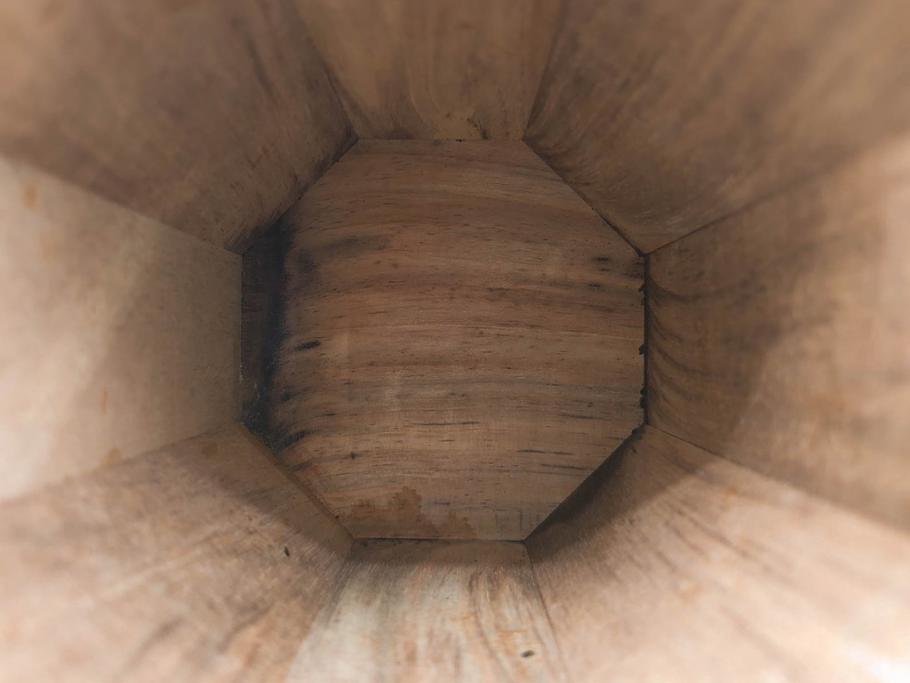 黒柿材　八角　杢目を生かしたデザインが目を引く茶筒(棗、茶入れ、茶器、煎茶、茶道具、木製)(R-081418)