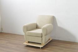 中古　フランス輸入家具　ファブリック　お部屋に取り入れやすいナチュラルモダンデザインのクラブソファ(1P、一人掛けソファ、1人掛けソファ、アームソファ)(定価約25万円)(R-080783)