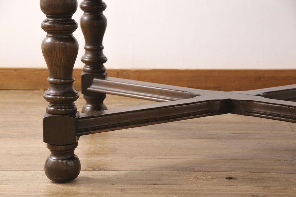 イギリスヴィンテージ　ERCOL(アーコール)　ニレ材　クラシカルな雰囲気漂うドローリーフテーブル(エクステンションテーブル、ダイニングテーブル、ビンテージ)(R-050080)