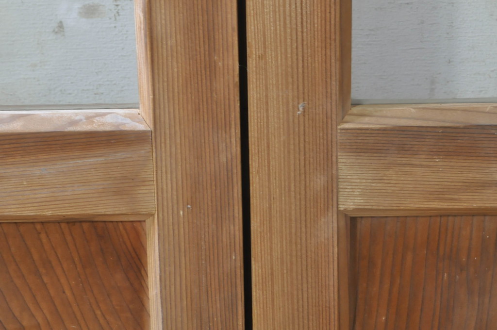 アンティーク建具　大正ロマン　古い木味が魅力的な幅狭ガラス戸4枚セット(引き戸)(R-073901)