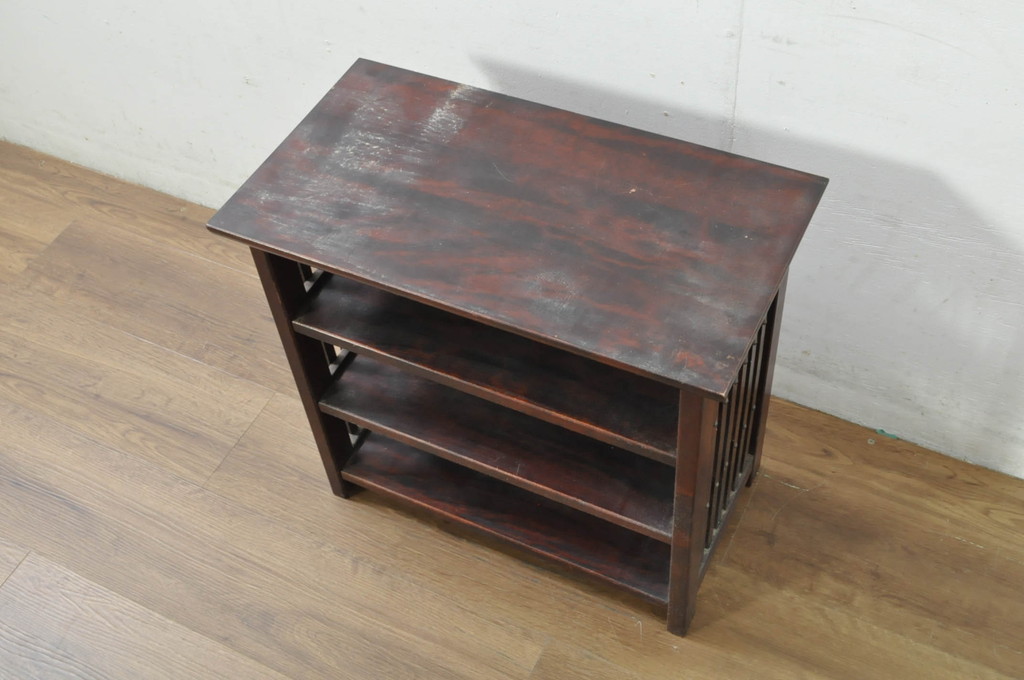 中古 美品 九州民芸家具 格子デザインがモダンな小振りの飾り棚 中古 美品 九州民芸家具 格子デザインがモダンな小振りの飾り棚