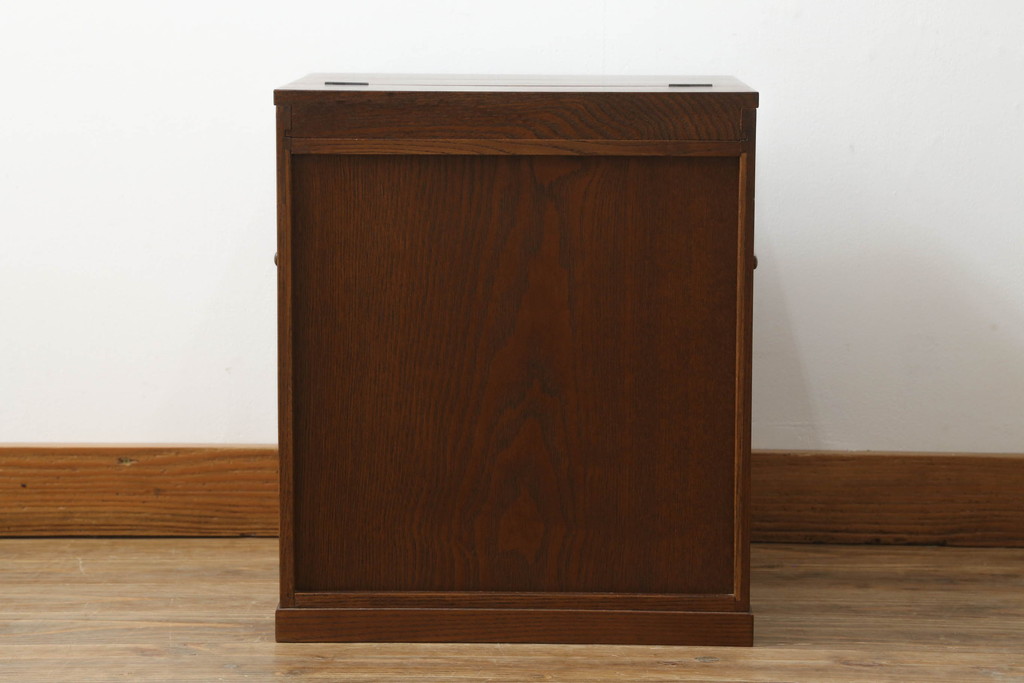 中古　美品　国産家具　職人手造り　欅(ケヤキ)杢　コンパクトなサイズが使いやすい函鏡台(ドレッサー、ミラー、小引き出し、卓上収納)(R-065462)