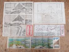 明治〜大正　富士山北口全図　名細図　頂展望図　一新講社　東京〜大山富士山道中案内 など 富士山案内図5枚セット(観光地図、登山遊覧案内、パンフレット、印刷物、古地図、鳥観図、俯瞰図、絵図)(R-075466)