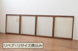 アンティーク建具　ヒノキ材　クラシカルなお部屋にも合う昭和初期の木製ドア(ガラス扉、建具)(R-043808)