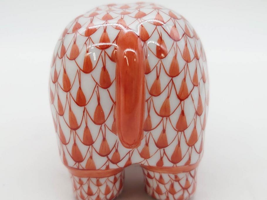 ヘレンド　ハンガリー　HEREND HVNGARY　オレンジ　カバ　愛嬌のある表情に心が和むフィギュリン(橙色、動物、金彩、フィッシュネット、ハンドペイント、置物、陶器)(R-081465)