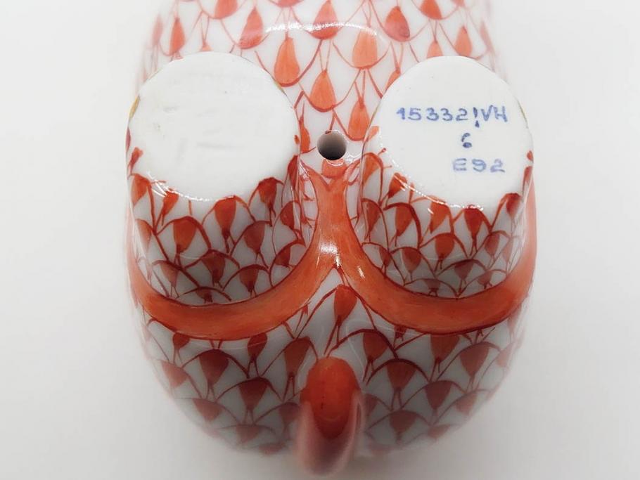 ヘレンド　ハンガリー　HEREND HVNGARY　オレンジ　カバ　愛嬌のある表情に心が和むフィギュリン(橙色、動物、金彩、フィッシュネット、ハンドペイント、置物、陶器)(R-081465)