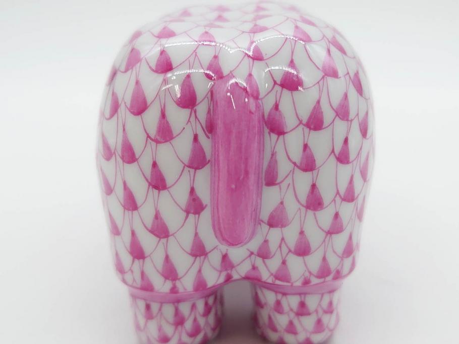 ヘレンド　ハンガリー　HEREND HVNGARY　ピンク　カバ　お部屋のアクセントになるフィギュリン(桃色、動物、金彩、フィッシュネット、ハンドペイント、置物、陶器)(R-081466)