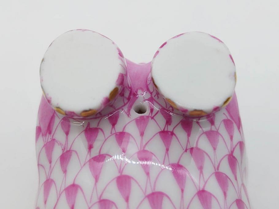 ヘレンド　ハンガリー　HEREND HVNGARY　ピンク　カバ　お部屋のアクセントになるフィギュリン(桃色、動物、金彩、フィッシュネット、ハンドペイント、置物、陶器)(R-081466)