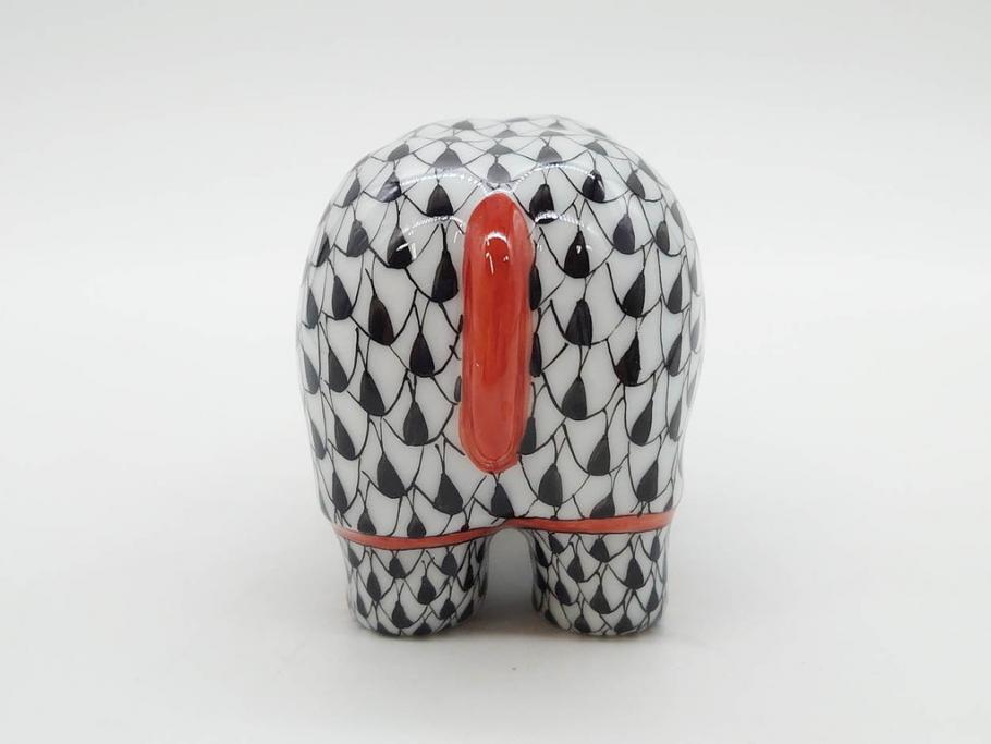 ヘレンド　ハンガリー　HEREND HVNGARY　ブラック　カバ　シックな佇まいのフィギュリン(黒、動物、金彩、フィッシュネット、ハンドペイント、置物、陶器)(R-081467)