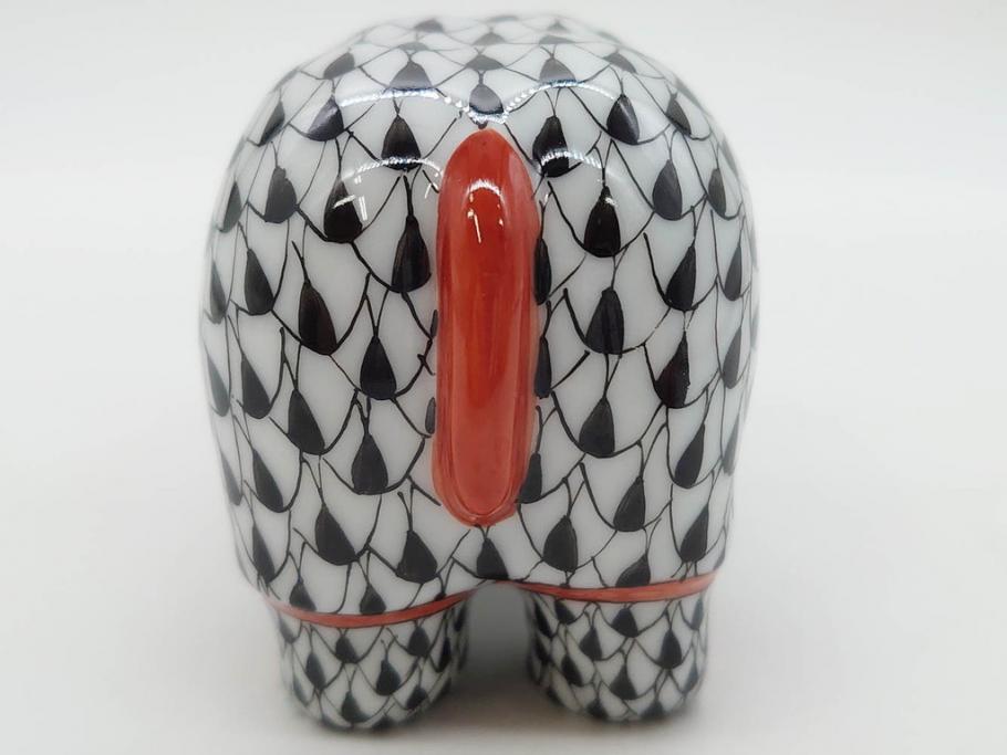 ヘレンド　ハンガリー　HEREND HVNGARY　ブラック　カバ　シックな佇まいのフィギュリン(黒、動物、金彩、フィッシュネット、ハンドペイント、置物、陶器)(R-081467)